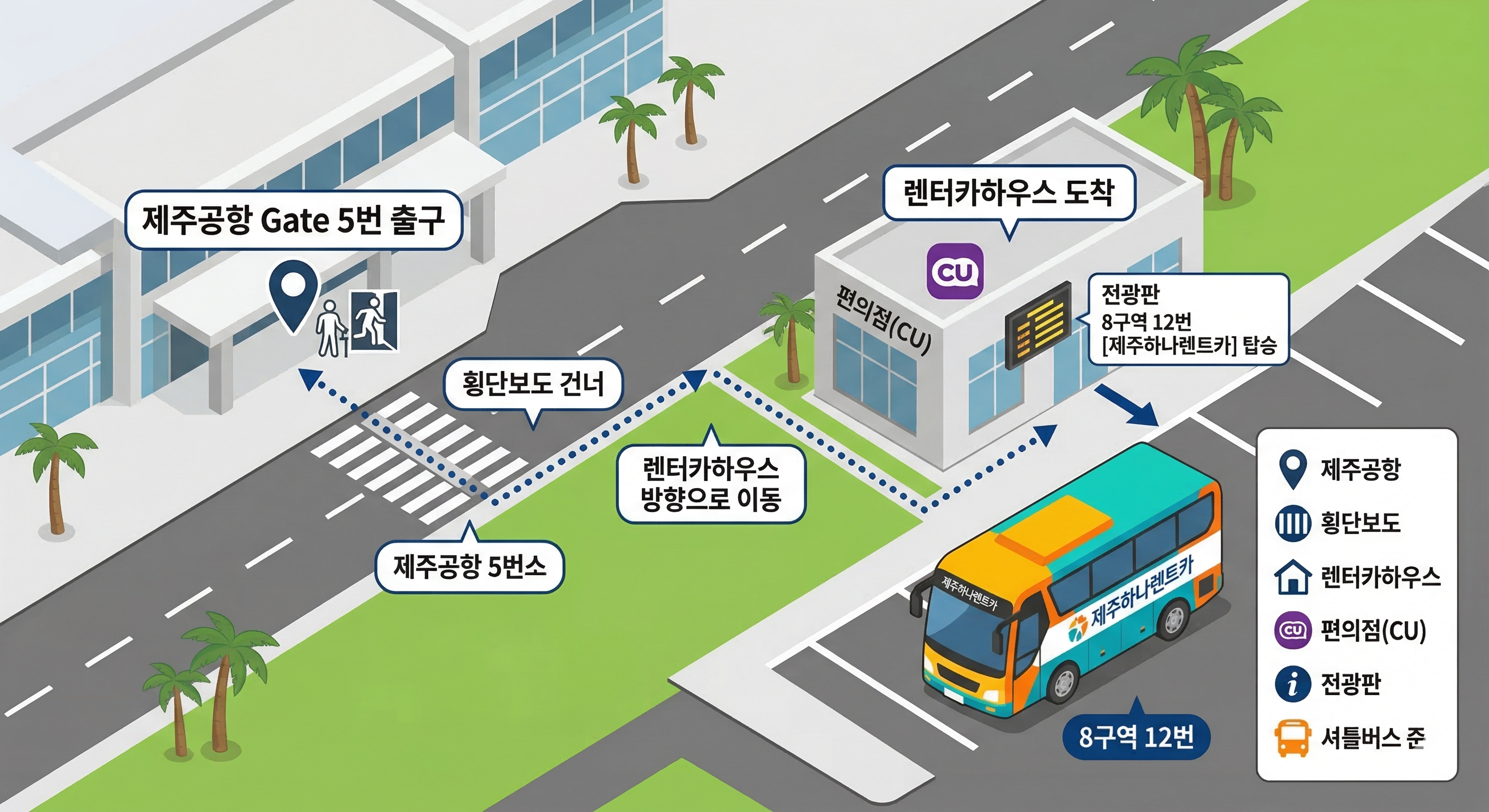 제주하나렌트카 셔틀버스 탑승장 약도